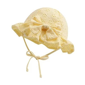 Bow Baby Girls Summer Hat Flower Toddler Girls Sun Hat Cotton Breathable - Picture 1 of 7