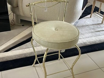 VTG Gold Plated Hollywood Regency George Kock & Sons Faux Bamboo Vanity Chair - Image 1 of 2
