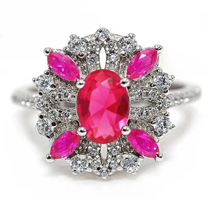 2CT Treated Ruby & Topaz 925 Solid Sterling Silver Ring Jewelry Sz 7 - Picture 1 of 3