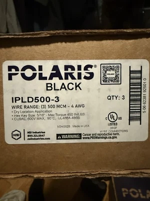Polaris Black IPLD500-3 Connector New In Box Lot of 2 - Image 1 of 4
