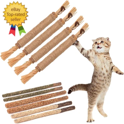 FOIMAS Silvervine Sticks Cat Toys 10 Pcs Cat Chew Stick Catnip Chew Toy Interactive Ind