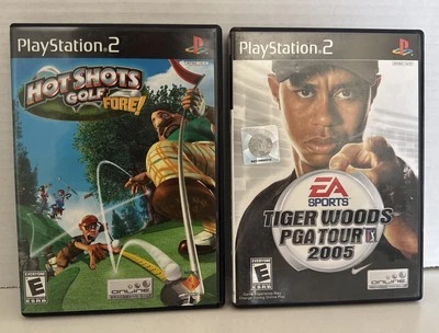 Lot Playstation 2 Hot Shots Golf Fore! Tiger Woods PGA 2005 Manuals Games PS2 - Image 1 of 4