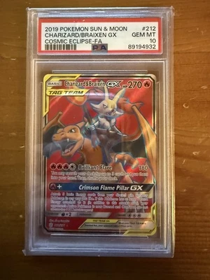 Pokemon Tag Team Charizard & Braixen GX 212/236 PSA 10 Cosmic Eclipse Sun & Moon - Image 1 of 2