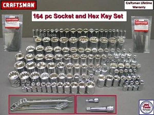 CRAFTSMAN 164 pc 1/4 3/8 1/2 Dr SAE METRIC MM 6pt 12pt wrench socket set 158 116 - Picture 1 of 7
