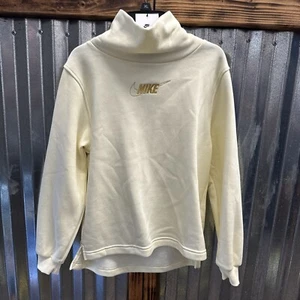 Nike Sportswear Club Fleece Girls Long Sleeve Funnel Neck Cream Gold Sz XL New - Picture 1 of 3
