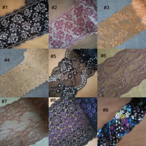 9 colori 3-6 iarde NO pizzo floreale elasticizzato nero,nacarat,,beige,marrone,viola zhf3 - Foto 1 di 10
