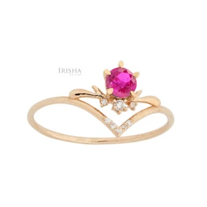 0.06 CT. VS CLARITY DIAMOND IN CHEVRON DESIGN PINK TOURMALINE RING IN 14K GOLD - Imagen 1 de 3