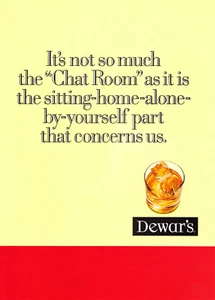 DEWAR'S WHISKY 2 PGS AD #4 RARE 1996 "IT'S NOT SO MUCH THE CHAT ROOM AS IT IS.." - Picture 1 of 2