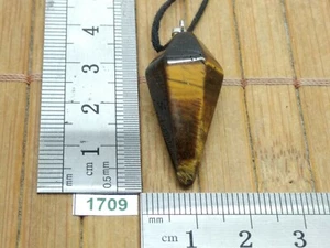 Pendentif pointe OEIL DE TIGRE avec beaux reflets + cordon reglable - mineraux - Picture 1 of 2