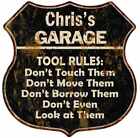 Chris's Garage Tool Rules Personalized Shield Metal Sign Gift 211110003141