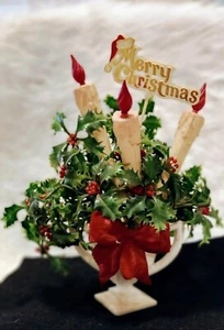 Vintage Weihnachtsgesteck Stumpenkerzenhalter grün Vintage Vase rot grün - Bild 1 von 15