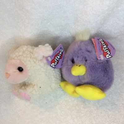 Puffkins LE Easter Plush lot of 2: 4" Priscilla Lamb & Chickity Chick w tags - Image 1 of 4