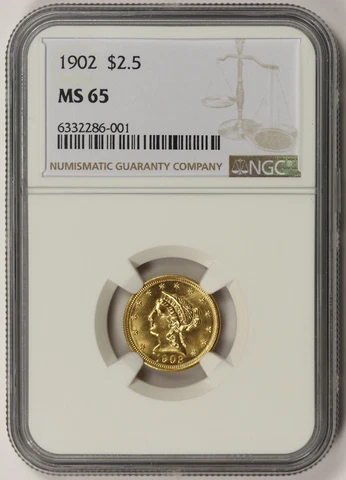 1902 Liberty Head Quarter Eagle Gold $2.5 MS 65 NGC Cover
