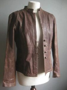 CHAQUETA DE CUERO REAL STEAMPUNK 10 8 Militar Victoriano Envejecido Teatro Pirata - Imagen 1 de 14