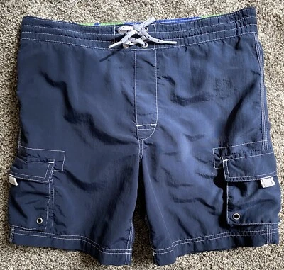Boy’s Land’s End Trunks Cargo Swimsuit Shorts Navy Blue Mesh Liner Sz 7L - Image 1 of 4