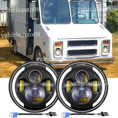 2PCS Fit chevrolet P10 P20 P30 Van 7"inch Round LED Headlights Hi-Low Beam w/DRL - Image 1 of 4