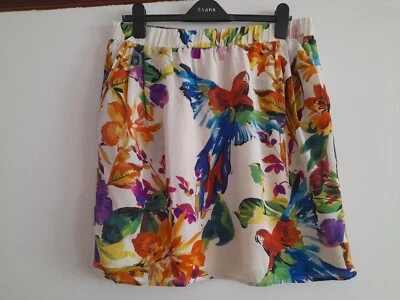 BNWT JOHN LEWIS COLLECTION WOMENS IVORY/MULTICOLOURED SILK PRINT/LINED SKIRT... - Image 1 of 4