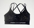 Pink Soda Sport Multicoloured Gold Silver Sparkle Sports Fitness Bra (UK 6)