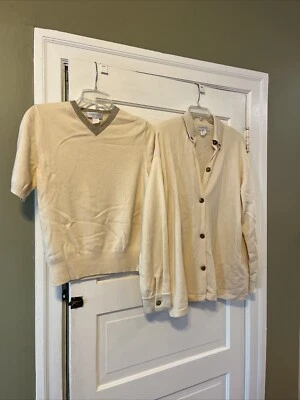 Conjunto suéter y top cárdigan marfil Rivamonti para mujer talla L/XL mezcla de lana y seda Foto 1 de 4