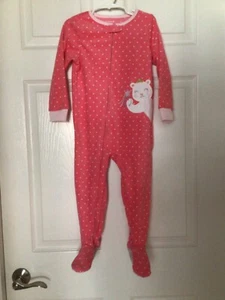 Carters baby girl pink bear zip up Pajamas fleece footed Size 3T NWT - Picture 1 of 2