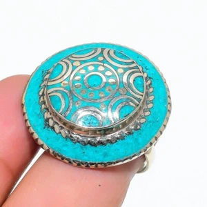 Turquoise Gemstone Adjustable Ring Tibetan Silver Antique Nepali Jewelry NR 3183 - Picture 1 of 7