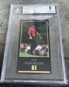BGS 8.0 GOLD FOIL 1997-98 GRAND SLAM VENTURES MASTERS COLLECTION TIGER WOODS RC - Picture 1 of 3