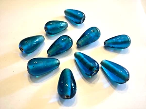 10 Glasperlen, Tropfen, blau, türkis XXL 20 MM (77/7) - Bild 1 von 5