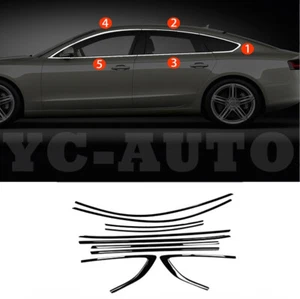 For 2017-2024 Audi A5/S5/RS5 Glossy Black Stainless Steel Window Trim Strip - Bild 1 von 4