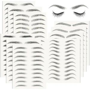 20 hojas 196 pares de pegatinas para tatuajes de cejas impermeables 4D - Picture 1 of 12