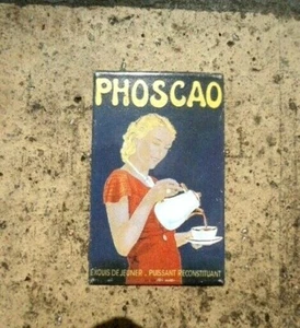 MAGNET EMAILLE PUBLICITAIRE ANCIENNES MARQUES  Café Phoscao Fabriqué en France - Picture 1 of 1