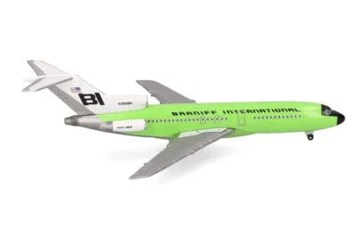 New! Herpa 537988 Braniff International Boeing 727-200 Solid Lime  1:500 diecast - Image 1 of 4