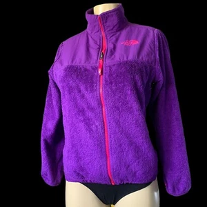 North Face Purple Fleece Jacket Girls Size Large 14 (14-16) Full Zip, Pockets - Picture 1 of 8