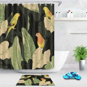 Parrot Leaves Waterproof Bathroom Polyester Shower Curtain Liner Water Resistant - Imagen 1 de 8