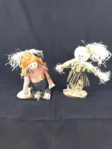 Fall Halloween Scarecrow Decoration Set of 2 Autumn Straw - Picture 1 of 3