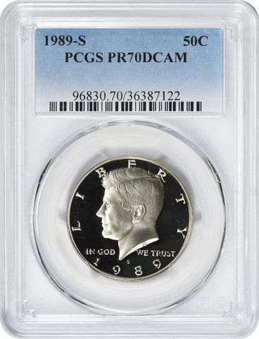 1989 S Kennedy CLAD Half Dollar JFK Proof PCGS PR70DCAM Deep Cameo Blue 50c Cover