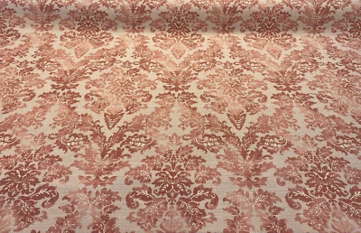 Salmon Floral Damask Canvas Upholstery Teflon finish Fabric by the yard - Image 1 of 4