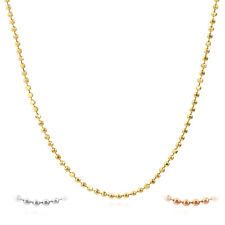 14K Gold Yellow White Rose 1.15mm Diamond-Cut Ball Bead Chain Necklace 16"-20"