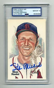 HERVORRAGENDE STAN MUSIAL GEM MINT 10 PSA/DNA SIGNIERTE PEREZ STEELE POSTKARTE - Bild 1 von 1