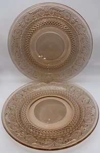 Pink Depression Glass 10” Plate Set of 2 Plates, Vintage 1930s Unmarked EUC - Picture 1 of 7