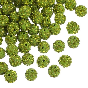 100Pcs 8mm Rhinestone Clay Beads, Polymer Clay Crystal Bead (Olive Green) - Picture 1 of 7