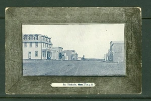 CANADA TISDALE SASK EARLY MAIN STREET PPC WITH TISDALE MAN (CROSSED OUT) - Picture 1 of 2