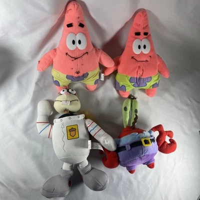 Lote de Peluche Bob Esponja Vintage 2003 Nanco Sandy Cheeks Mr.Krabs Patrick Foto 1 de 4
