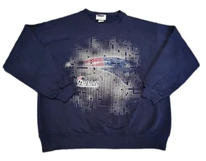 Vtg CSA New England Patriots Y2K Sweatshirt Men’s L Blue Tech Squares Tom Brady - Picture 1 of 15