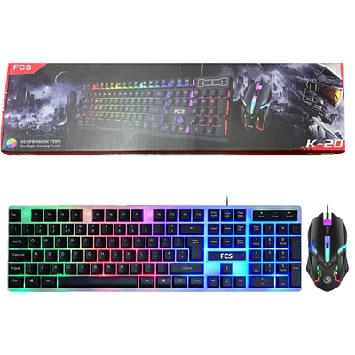 RGB LED Gaming Keyboard And Mouse Set USB For PC Laptop PS4 PS5 Xbox One UK - Image 1 of 4
