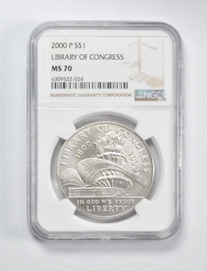 MS70 2000 P Library of Congress Commemorative $1 NGC Brown Label *9753 - Picture 1 of 5