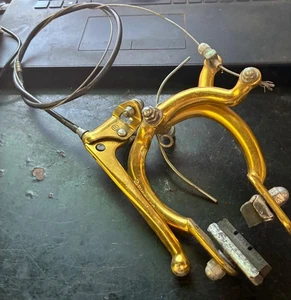 Vintage Dia-Compe 1080 Old School BMX Rear Gold Brake Caliper 12-82 & Lever 4-83 - Picture 1 of 5