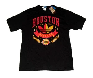 Houston Rockets 1967 Logo Adidas Mens Black T-shirt Sz. Large New Tags Nba - Picture 1 of 3