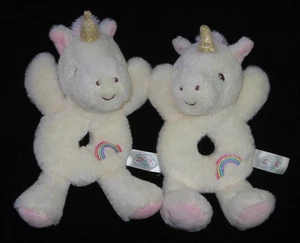 Spark Create Imagine Unicornio Sonajero Arco Iris Peluche Bebé Juguete 8" Rosa Blanco Lote 2 - Imagen 1 de 4