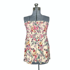 Torrid rosa Blumen taupe Viskose Noppen gesmokt Brust fließend Röhre Top Gr 3 dehnbar - Bild 1 von 15