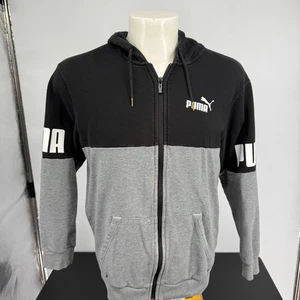 Puma Men's Black / Gray Cotton Blend Power Full Zip Hoodie Size S Small - Picture 1 of 4
